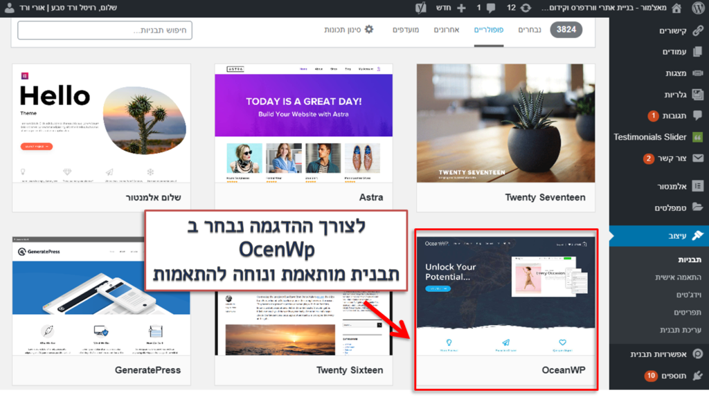בניית אתרי וורדפרס לעסקים - בחירת תבנית