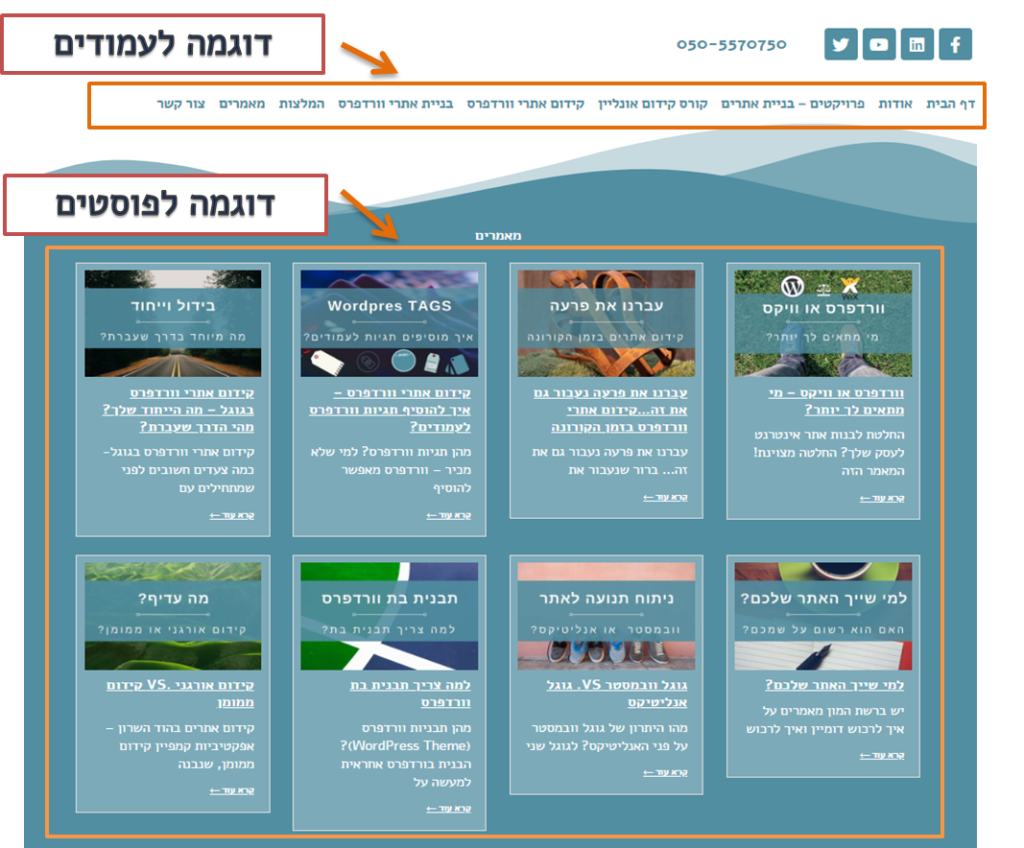 בניית אתרי וורדפרס לעסקים - עמודים ופוסטים