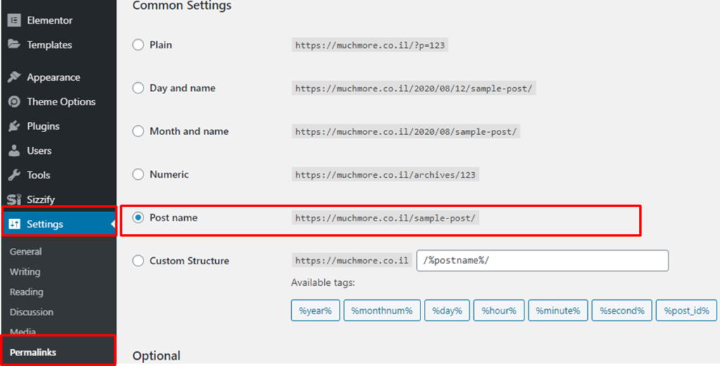 Wordpress SEO permalinks structures